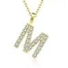 Amazon transfronterizo nuevo collar con incrustaciones de circonita de diamantes completos 26 letras inglesas femenino acero de titanio colgante DIY cadena de clavícula