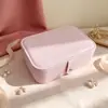 Caja de joyería de cuero más vendida transfronteriza con espejo, caja de almacenamiento multicapa para pendientes, anillos y collares