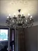 Candelabro de estilo europeo lámpara de cristal creativa negro gris sala de estar comedor retro simple estudio iluminación posmoderna dormitorio