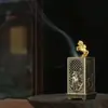 Quemador de Incienso de Aleación Hueco de Flor de Loto Atrae Dinero, Quemador de Incienso en Espiral Nube Auspiciosa para Interiores del Hogar, Soporte para Incienso