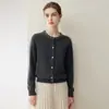 Cárdigan de cachemira para mujer, cachemira de cabra pura, nuevo estilo otoño e invierno, cuello redondo, cuello de punto con pedrería, abrigo suéter de color liso