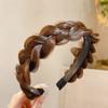 Peruca trançada com torção de pérolas, faixa de cabelo feminina, trança em espinha de peixe, com dentes antiderrapantes, aumento da parte superior do crânio, emagrecimento do rosto, grampo de cabelo pequeno