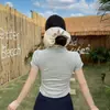 Camiseta Feminina de Verão Manga Curta Gola Polo Algodão Puro Lapela Slimming Elegante Estilosa Petite