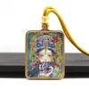 Acero de Titanio 4*5 Colgante Thangka Pintado a Mano Dorado de Colores Cinco Ancianos Dios Amarillo de la Riqueza Pasado y Presente Collar Thangka Dorado Venta al por Mayor