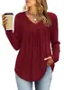 Blusa casual de manga comprida transfronteiriça da Amazon, estilo europeu e americano outono/inverno, camiseta fashion plissada