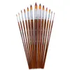 Amazon Pincel de Pintura com Cabo Longo 13 Cerdas de Nylon Tubo de Cobre Cabo de Madeira Pincel para Tinta a Óleo Transfronteiriço Caneta para Pintura Acrílica Aquarela Venda por Atacado