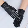 Luvas de PU Femininas Fabricante Atacado Luvas Quentes de Veludo Fino de Inverno Moda para Dirigir e Ciclismo Luvas com Tela de Toque Luvas de PU