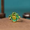 Anillo Abierto de Flor de Loto Cloisonné Retro Artístico Clásico Moda Versátil Elegante Joyería para Mujer