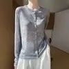 Cárdigan de punto fino con estampado difuminado para primavera y verano, cuello redondo, holgado y versátil, adelgazante, protección solar, top interior para mujer