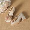 Zapatos Mary Jane para Mujer 2025 Nuevos Sandalias Planas Estilo Chino Punta Redonda con Correa para Mujer Tacón Grueso Tacones Altos Bajos para Mujer