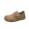 Aumento de Altura Oculto de 4CM~Fivela Camurça Batata Pequena Sapatos Casuais Femininos Par com Meias Grossas Slip-on Sapatos Preguiçosos Femininos Sapatos Individuais