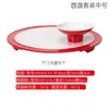 Prato de Apresentação Frio Artístico Bicolor Vermelho e Branco de Luxo Leve Estilo Chinês, Prato Criativo de Pato Assado de Alta Base, Resistente a Altas Temperaturas e Quedas