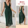 OZON Vestido Longo de Renda com Decote V Sem Mangas Trama de Renda na Cintura Laço Ajustável Multicolorido Camisola de Dormir Feminina 419
