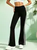 Pantalones Blancos de Pierna Ancha de Cintura Alta Estilo Europeo y Americano con Rayas Laterales, Ajuste Delgado Elástico, Control de Abdomen, Levantamiento de Glúteos, Pantalones Deportivos Casuales al por Mayor