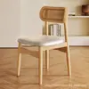Cadeira de jantar nórdica, estilo vintage, madeira maciça, cadeira trançada em rattan, pousada, hotel, cadeira com encosto, cadeira para mesa de jantar de restaurante, cadeira de lazer