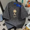 Camiseta de Algodón Puro Pesado Estilo Harajuku Ajustada Creativa Tie-Dye Cuello Redondo Manga Corta para Hombres y Mujeres, Top Holgado de Verano