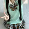 Colete Básico Japonês JK Solto Cor Sólida Sem Mangas Gola V Suéter de Tricô Fofo Pulôver Camada Estilo Chanel
