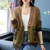 2026 Novo Suéter Casaco Colorido da Moda, Cardigan Top de Tricô Grosso Solto, Casaco Curto da Moda para Mulheres