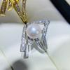 Acessórios DIY Anel de Pérola em Prata de Lei S925 Suporte Vazio Anel Exquisito Estilo Ocidental Anel Aberto 8-10mm