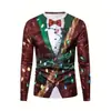 Interesante árbol de Navidad con estampado digital 3D para hombre, disfraz de Navidad, manga larga, cuello redondo, 2024, comercio exterior transfronterizo, popular