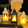 Linterna de Viento Cuadrada Mini Retro Nueva Luz LED Velas Electrónicas Emisoras de Luz Decoración de Atmósfera de Escritorio Adorno Pequeño