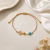 Pulseira de Mão Ajustável com Nó Plano Tecido e Contas de Metal em Forma de Cruz, Ornamento Estilo Totem Religioso, Embalado Individualmente
