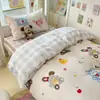 Juego de ropa de cama de tres piezas de algodón puro para dormitorio universitario, sábana individual, funda de edredón, sábana bajera ajustable, ropa de cama modelo nuevo 2026