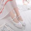 Dança pequena Altura interna aumentada 3cm nova série de estilo antigo salto redondo dedo do pé baixo sapatos bordados Hanfu sapatos