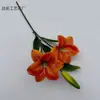Flor Artificial Nueva Transfronteriza 2 Cabezas de Lirio de Día Lirio Boda Hotel Tacto a Mano Material 3D Flor Decorativa Ventana de Centro Comercial