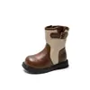 Nova coleção outono/inverno 2026: Botas Martin estilosas e da moda para meninas pequenas, com design estilo coreano e color blocking da moda
