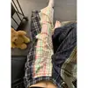 Pantalones de pijama a cuadros de bloques de color de tendencia para mujer, cómodos pantalones de verano para caminar, versátiles pantalones largos para el hogar de talla grande