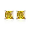 Brincos Quadrados com Pedra Preciosa para Mulheres 6mm Pedra Preciosa Colorida Ouro 18K Brilhante Simulada Brincos Femininos Atacado