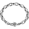 Pulsera Grabada Simple de Seis Palabras Mantra Vintage para Hombres, Joyería de Mano Estilo Étnico con Pestillo Vajra Plateado, En Stock