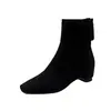 Botas estilo Martin com forro de fleece outono e inverno 2026, 6cm de aumento interno de altura para mulheres baixinhas, bico quadrado, zíper traseiro, botinhas de cano curto justas para mulheres