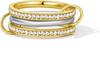 Nuevo Anillo de Circonita Cúbica Apilada de Amazon Oro de 18K Acero de Titanio Grueso Alto Brillo Oro y Plata Anillo Doble