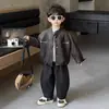 Chicos Otoño Fresco 2026 Nueva Chaqueta de Cuero Estilo Coreano para Niños Chaqueta de Cuero de Moda para Bebés Niños Abrigo