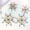 Estilo Mediterrâneo Criativo Madeira Maciça Barco Americano Antigo Roda de Leme Pendurada na Parede Artesanato de Timoneiro Decorações