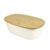 Caja de pan de plástico multifuncional dos en uno con tabla de cortar de bambú Caja de almacenamiento ovalada para tostadas Caja de almacenamiento para exteriores