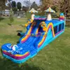 Gran pista de obstáculos inflable para niños, pista de obstáculos con tobogán inflable para exteriores, competencia de laberinto para niños, castillo inflable con trampolín