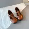 Zapatos de piel para niña, colección primavera 2025, nuevos zapatos de princesa para niños, estilo chancla retro, suela suave, antideslizantes, zapatos de vestir versátiles para bebés
