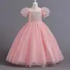Vestido para Niña Estilo Europeo y Americano Dama de Honor Manga Abullonada Falda Tutú Niña Anfitriona Vestido para Performance de Piano Vestido de Noche Pequeña Princesa