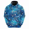 Gorro con estampado digital 3D de tortuga de otoño para hombre, moda casual, sudadera con capucha, ropa deportiva 2024, transfronterizo
