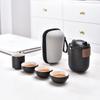 Juego de Té de Viaje de Cerámica Negra, Una Tetera y Cuatro Tazas, Juego de Té Rápido Portátil, Juego de Regalo para Oficina, Juego de Regalo de Té Pequeño, Té Kung Fu