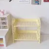 Prateleira de Armazenamento Dobrável de Mesa de Camada Dupla Prateleira de Armazenamento de Cozinha Prateleira de Armazenamento Simples para Mesa de Lavagem Doméstica Prateleira de Armazenamento