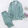 Pijama Estilo Novo 2026, Algodão Puro Primavera e Outono, Pode Ser Usado Fora, Cardigan Oversized de Manga Longa de Alta Qualidade, Conjunto 100% Algodão