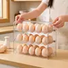 Caixa de Armazenamento de Ovos Conserva Fresca Cozinha Porta Lateral da Geladeira Organização Doméstica Criativa Grande Capacidade Porta-Ovos Articulado Bandeja de Ovos