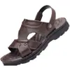 Sandálias Masculinas Verão 2023 Novas Sapatos Casuais de Praia Couro Genuíno Sola Macia Antiderrapante Calçado Exterior Dupla Finalidade Sandálias e Chinelos de Pai