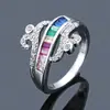 Joyería de circonita color cobre verde de venta caliente transfronteriza, anillo de compromiso de moda versátil, anillo nuevo de deseos para mujer