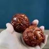Pelota de Salud Zodiaco Tallada de Huanghuali, Pelota de Mano, Pelota de Juguete, Pelota de Fitness, Adorno de Madera Maciza Tallada para Sostener en la Mano