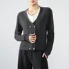 Cárdigan de Punto Versátil con Capas Estilo Francés, Falso Dos Piezas, para Mujer, Otoño 2026 Nuevo, Cuello en V, Manga Larga, Holgado, Adelgazante